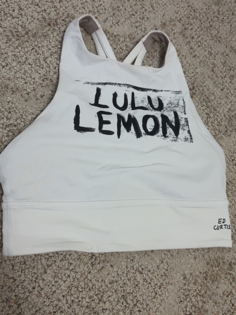 Lululemon Energy High Neck Long Line Bra Ed Curtis White